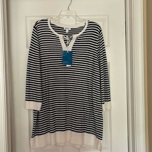 Market and Spruce new navy and cream strip tunic